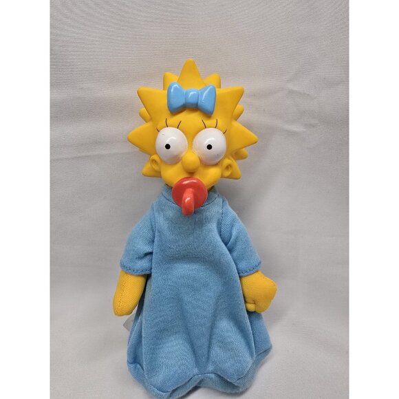 Vintage 1990 Maggie Simpson 7” Plush Doll Toy Burger King Collectible Vinyl Head - Picture 1 of 6